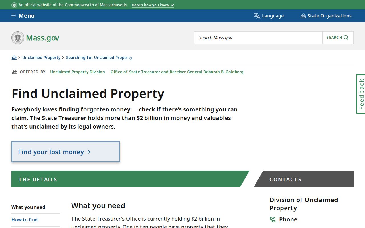 Tewksbury residents directory Massachusetts unclaimed-property search