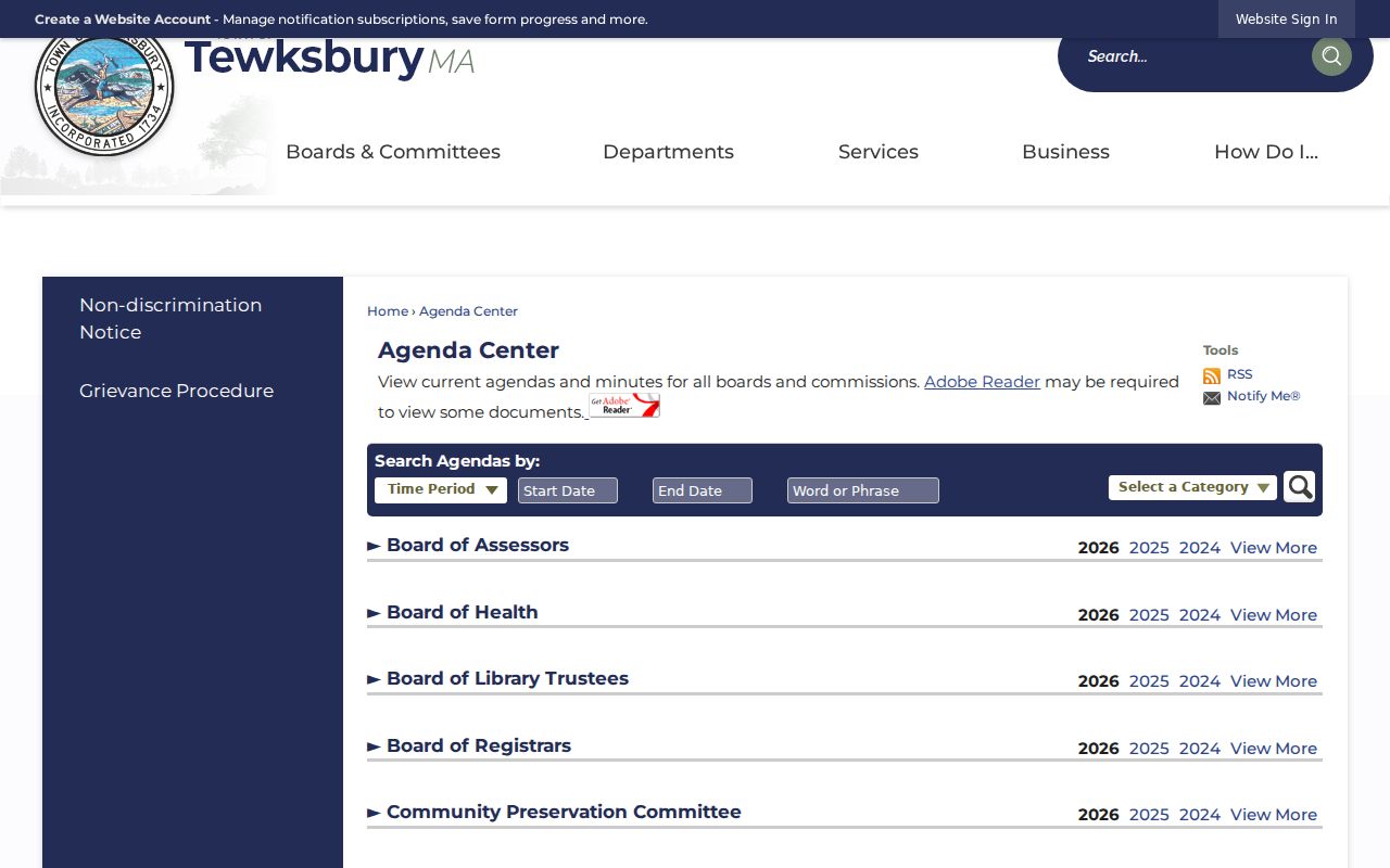 Tewksbury neighbors agenda center meeting document search