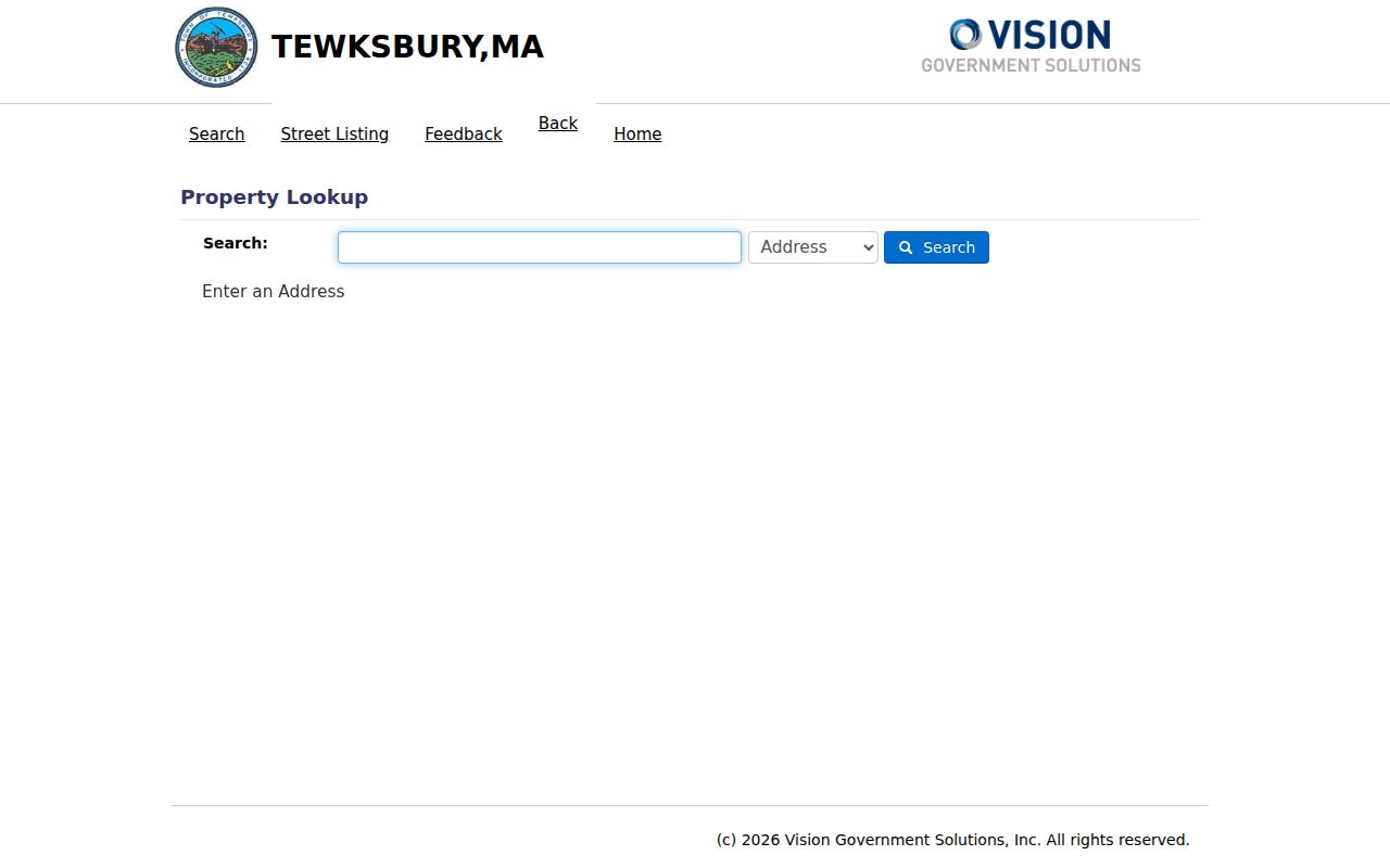 Tewksbury street directory Vision assessor address and owner search